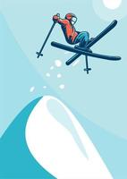 eenvoudig posterontwerp skiën sprong illustratie vector
