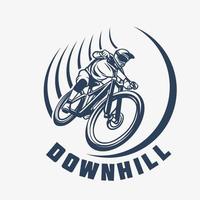 downhill vintage logo sjabloon wielrenner illustratie vector