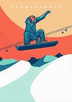 vector illustratie snowboarden vintage retro ontwerp voor poster