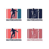 logo vintage retro eenvoudig skateboarden vector