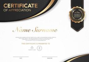 certificaat sjabloon zwart en goud luxe stijl afbeelding. diploma van geometrisch modern design. eps10-vector.