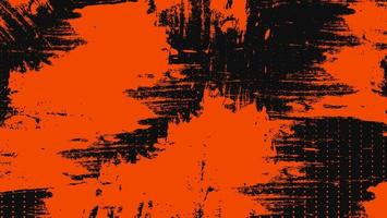 abstracte chaos oranje grunge textuur met minimaal halftoonpatroon op zwarte achtergrond vector