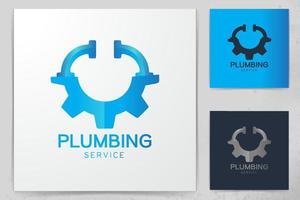 versnelling en pijp, sanitair logo ontwerpen inspiratie geïsoleerd op een witte achtergrond