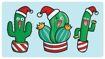 leuke kerstcactus stripfiguren set vector