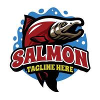 rood Zalm vis mascotte logo vector