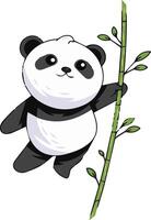 panda Holding een bamboe boom vector