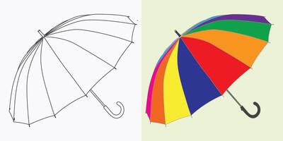 Open paraplu illustratie en lijn kunst vector