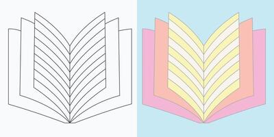 Open boek illustratie kleur en lijn kunst eps vector