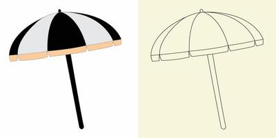 Open paraplu illustratie en lijn kunst vector