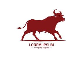 vechter stier rood bizon icoon logo ontwerp silhouet vector