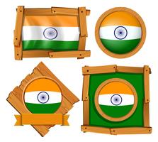 Vlag van India op ronde en vierkante badges vector