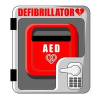 medisch aed pictogrammen of grafiek met rood, groen en zwart kleurvariant, hart aanval grafisch vector