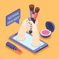 samenstelling van persoonlijke make-up-app vector