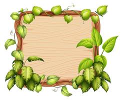 Een houten banner met groen blad vector