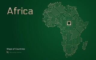 Afrika kaart met getoond in een microchip patroon. e-overheid. continent kaarten. microchip serie vector