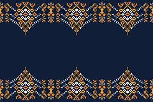 traditioneel etnisch motieven ikat meetkundig kleding stof patroon kruis steek.ikat borduurwerk etnisch oosters pixel marine blauw achtergrond. samenvatting, illustratie. textuur, decoratie, behang. vector