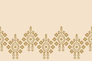 traditioneel etnisch motieven ikat meetkundig kleding stof patroon kruis steek.ikat borduurwerk etnisch oosters pixel bruin room achtergrond. samenvatting, illustratie. textuur, sjaal, decoratie, behang. vector