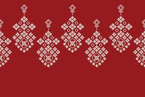 traditioneel etnisch motieven ikat meetkundig kleding stof patroon kruis steek.ikat borduurwerk etnisch oosters pixel rood achtergrond. samenvatting, illustratie. textuur, kerst, decoratie, behang. vector