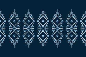 traditioneel etnisch motieven ikat meetkundig kleding stof patroon kruis steek.ikat borduurwerk etnisch oosters pixel marine blauw achtergrond. samenvatting, illustratie. textuur, decoratie, behang. vector