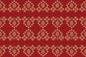traditioneel etnisch motieven ikat meetkundig kleding stof patroon kruis steek.ikat borduurwerk etnisch oosters pixel rood achtergrond. samenvatting, illustratie. textuur, kerst, decoratie, behang. vector