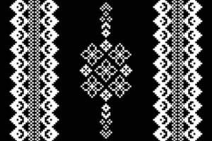 traditioneel zwart etnisch motieven ikat meetkundig kleding stof patroon kruis steek.ikat borduurwerk etnisch oosters pixel zwart achtergrond.abstract, illustratie. textuur, decoratie, behang. vector