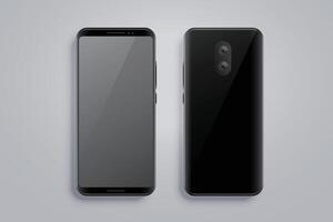 realistisch smartphonemodel met voor- en achterkant vector
