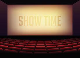 film bioscoop of theater hal voor film premier poster ontwerp met stoelen binnen kamer vector
