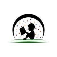 kinderen lezing boeken logo illustratie ontwerp vector