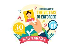 Internationale dag van de slachtoffers van afgedwongen verdwijningen illustratie Aan augustus 30 met missend persoon of verloren mensen in vlak achtergrond vector