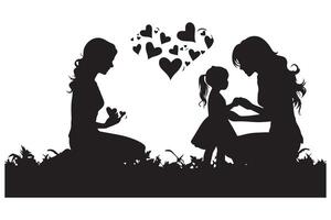 moeder en baby liefde vorm silhouet vector