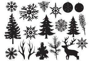 Kerstmis elementen silhouet reeks vector