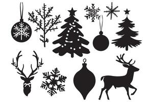 Kerstmis seizoen elementen silhouet vector