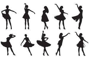 ballerina silhouet dansers geïsoleerd Aan wit achtergrond. vrouw ballet dansers vector