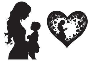 moeder en baby silhouet vector