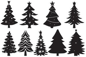 silhouet Kerstmis boom bundel vector