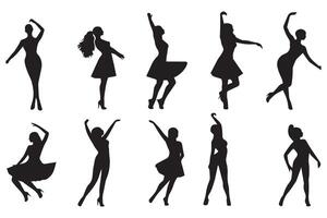 reeks bundel van silhouetten danser meisje illustratie vector