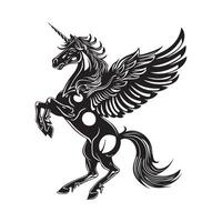 Pegasus silhouet. zwart en wit Pegasus vector