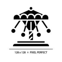 swinging keten carrousel pixel perfect zwart glyph icoon. kermis park attractie. rijden amusement, vintage. silhouet symbool Aan wit ruimte. solide pictogram. geïsoleerd illustratie vector