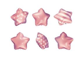 een reeks van roze ster ballonnen met verschillend hoeken en patronen vector