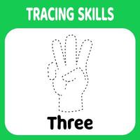 traceren een drie hand- teken vector
