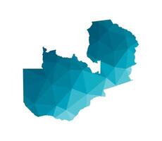 geïsoleerd illustratie icoon met vereenvoudigd blauw silhouet van Zambia kaart. veelhoekige meetkundig stijl, driehoekig vormen. wit achtergrond. vector