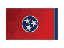 illustratie. officieel vlag van Tennessee, Verenigde Staten van Amerika staten. nationaal vlag in blauw en rood kleuren met 3 wit sterren. creatief ontwerp in veelhoekige stijl met driehoekig vormen vector