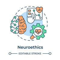 neuro-ethiek multi kleur concept icoon. moraliteit van neurowetenschap. neurale toezicht houden. hersenen wetenschap. ronde vorm lijn illustratie. abstract idee. grafisch ontwerp. gemakkelijk naar gebruik in presentatie vector