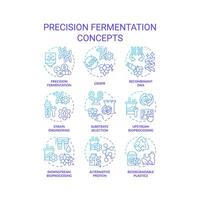precisie fermentatie blauw helling concept pictogrammen. voedsel genetisch wijziging. kunstmatig selectie, synthetisch biologie. icoon pak. ronde vorm illustraties. abstract idee vector