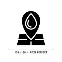 hydrologisch kaart zwart glyph icoon. water lichamen locaties. water systeem in kaart brengen. cartografie. silhouet symbool Aan wit ruimte. solide pictogram. geïsoleerd illustratie. pixel perfect vector