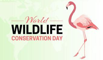 kleurrijk wereld dieren in het wild behoud dag achtergrond illustratie met flamingo vector