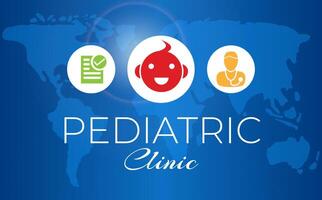 pediatrisch kliniek achtergrond illustratie banier met wereld kaart vector