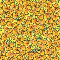 oranje bloemen patroon illustratie geïsoleerd Aan plein geel achtergrond. gemakkelijk vlak kleurrijk tekenfilm schetsen stijl tekening. vector