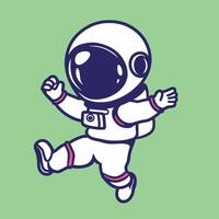 buitenaards wezen tekenfilm - een speels astronaut illustratie Aan een groen achtergrond vector