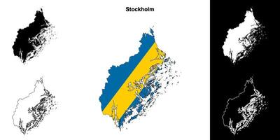 Stockholm provincie blanco schets kaart reeks vector